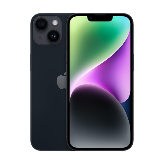 Refurbished iPhone 14 128GB Midnight - Front and Back View