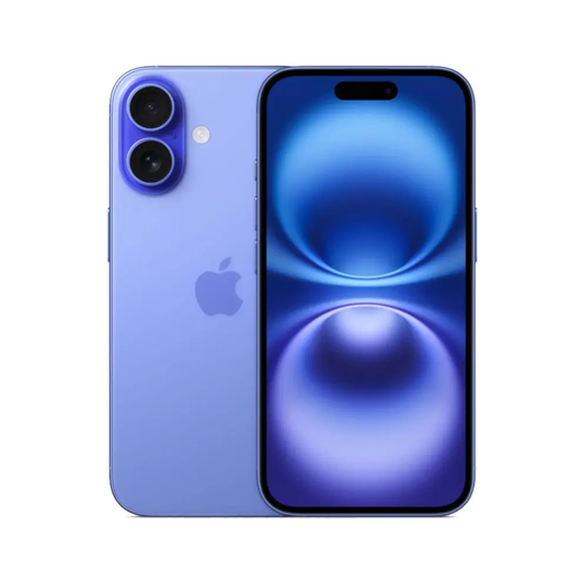 Refurbished iPhone 16 128GB Blue - Front and Back View